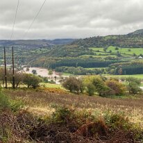 IMG_3765 The river Usk in flood looking down from Bluebell woods.